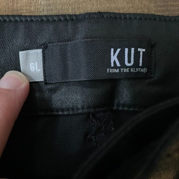 KUT from the Kloth Black Coated Skinny Jeans Women’s 6 Faux Leather Zip Ankle P - Picture 3 of 6